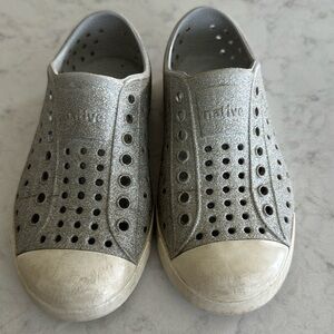 Native shoes silver glitter size 10